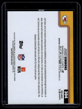 2025 Topps Chrome Josh Simmons #304 RC Kansas City Chiefs