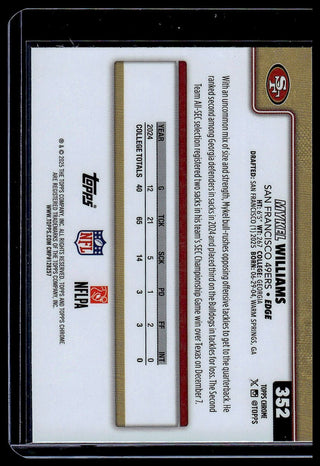 2025 Topps Chrome Mykel Williams #352 RC San Francisco 49ers