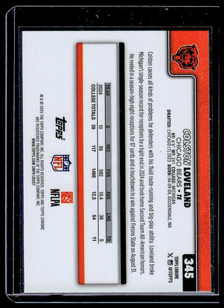 2025 Topps Chrome Colston Loveland #345 RC Chicago Bears
