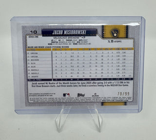 2026 Topps Series 1 Jacob Misiorowski RC Real One Auto Green 70/99 Brewers RC
