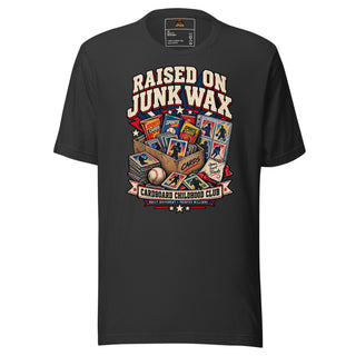 Raised on Junk Wax sports card T-shirt in Dark Grey by RipYard Cards
